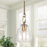 KSANA Gold Glass Pendant Light, Modern Hanging Light Fixture with Water Rippl...