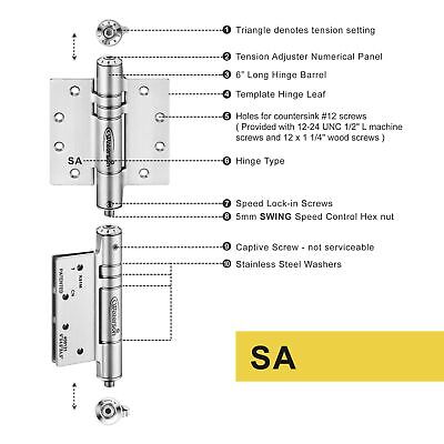 Waterson Heavy Duty Commercial Fully Adjustable Full Surface Self-Closing Gat...