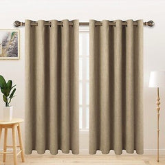 LORDTEX Linen Look Textured Blackout Curtains with Thermal Insulated Liner - ...