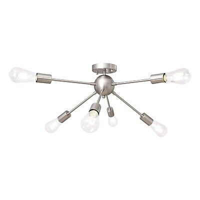 ALISADABOY Sputnik Chandelier Light Fixture 6-Light Brushed Nickel Ceiling La...