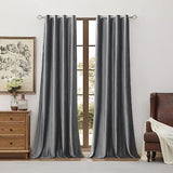 BULBUL 100% Blackout Velvet Window Curtains Grey 108 inch Long&#65292; Room Dark