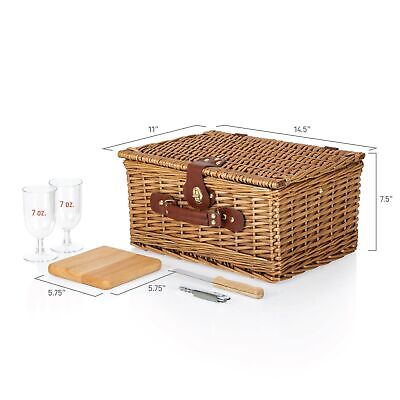 PICNIC TIME Classic Wine & Cheese Picnic Basket, Wine Picnic Set, Romantic Pi...