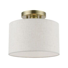 LIVEX LIGHTING Blossom 1 Light Semi-Flush in Antique Brass (49808-01)