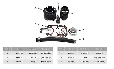 803099T1 Transom Seal Bellows Kit for MerCruiser Alpha One Gen 2 1991 and up ...