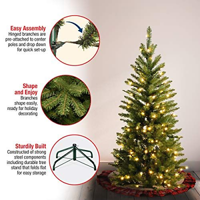 National Tree Company Artificial Pre-Lit Slim Christmas Tree, 4.5 ft, Green