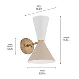 Kichler Phix 13.5 Inch 2 Light Wall Sconce in Champagne Bronze with Greige an...