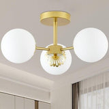 Semi Flush Mount Ceiling Light Fixture, 3-Light Gold Chandelier Mid Century M...