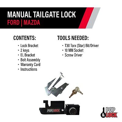 Pop & Lock PL2300 Black Manual Tailgate Lock (Works only with Factory Steel H...