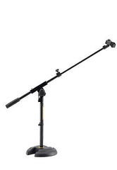 Hercules MS120B Low Profile H Base Stand W/Boom & Mic Clip, Black