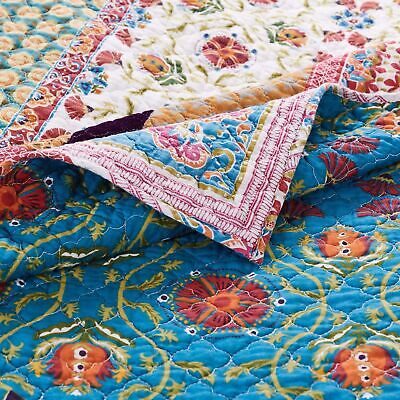 Greenland Home Thalia Velvet-Embellished Cotton Quilt Set, Reversible, 4-Piec...