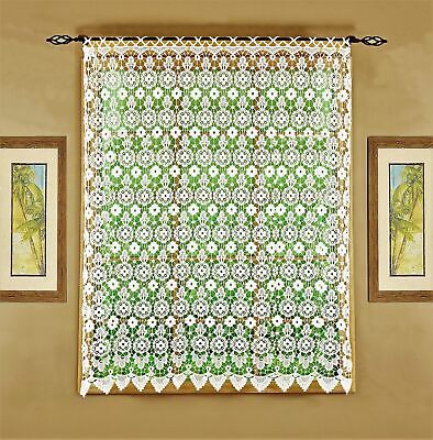 Today's Curtain Medallion Macram&#233; Panel 63",Ecru,48W x 63L Ecru