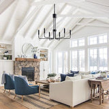 Matte Black Farmhouse Chandelier Light for Dining Room 6-Lights, Modern and I...