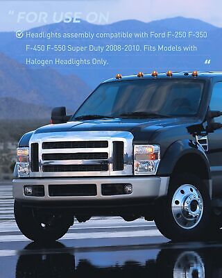 Nilight Headlight Assembly Compatible with 2008 2009 2010 Ford F250 F350 F450...