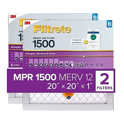 Filtrete 20x20x1 AC Furnace SMART Air Filter, MERV 12, MPR 1500, Track Filter...