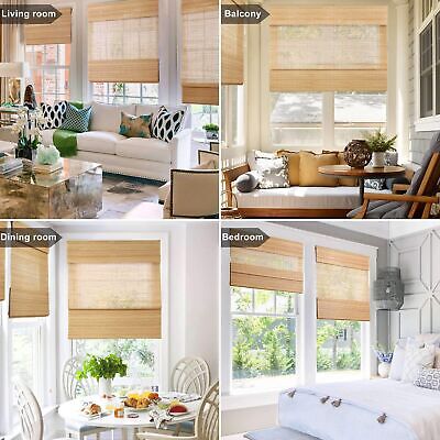LazBlinds Cordless Bamboo Roman Shades, Light Filtering Window Treatment, Rol...