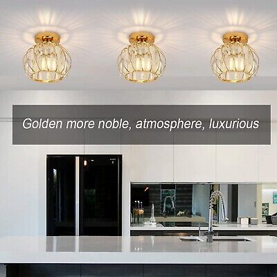 Semi Flush Mount Black LED Ceiling Light Fixtures Crystal Ceiling Lights Chan...