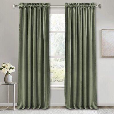 RYB HOME Room Darkening Velvet Curtains 2 Panels Set, Luxury Window Treatment...