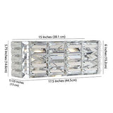 JONATHAN Y JYL7539A Evelyn Crystal Rectangle 17.5" 2-Light Iron/Crystal Glam ...