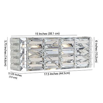 JONATHAN Y JYL7539A Evelyn Crystal Rectangle 17.5" 2-Light Iron/Crystal Glam ...