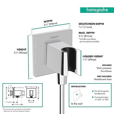 hansgrohe Handheld Shower Wall Outlet 1/2-inch Thread Connection in Chrome, 2...