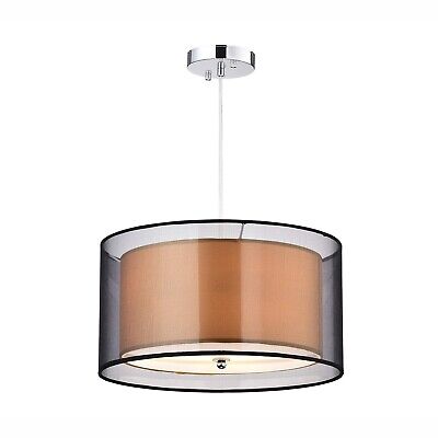 Warehouse of Tiffany RL1063 Jonah 3-Light Double Drum Shade Pendant, Black