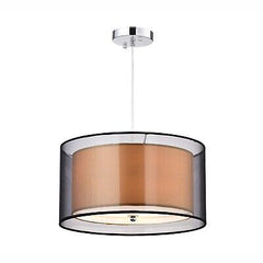 Warehouse of Tiffany RL1063 Jonah 3-Light Double Drum Shade Pendant, Black