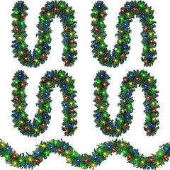 Lyrow 9ft Pre Lit Christmas Garland with 50 LED Light Artificial Pine Garland...