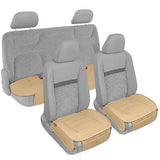 Motor Trend Seat Covers for Cars Trucks SUV, Faux Leather Full Set Beige Padd...