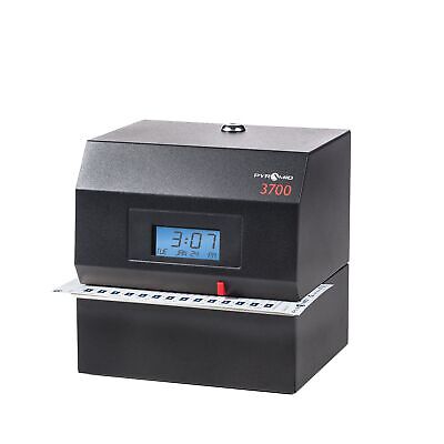 Pyramid&#8482; 3700 Heavy-Duty Time Clock & Document Stamp, Black Steel