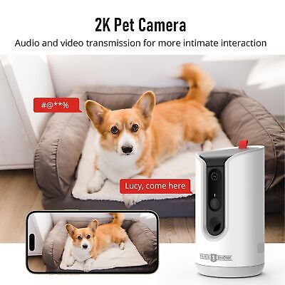 PARIS RH&#212;NE 2K Pet Camera, 360&#176;View Dog Camera Treat Dispenser, 5G WiF