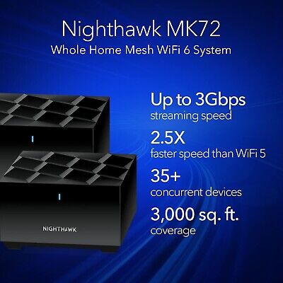 NETGEAR Nighthawk Advanced Whole Home Mesh WiFi 6 System (MK72)&#8211; AX3000 Ro