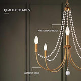 KSANA Antique Brushed Gold Chandeliers, Modern 5-Light Dining Room Chandelier...