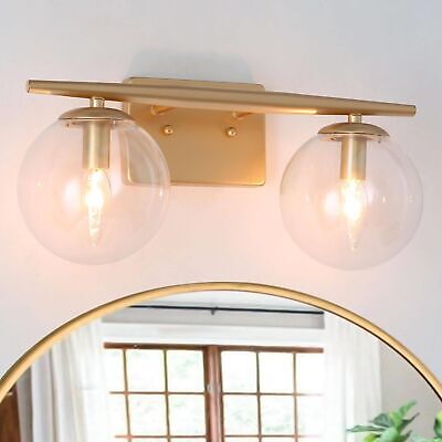 KSANA Gold Vanity Lights, 3-Light Modern Bathroom Light Fixture with Seeded G...