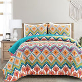 Lush Decor Boho Chevron 3 Piece Quilt Set, Full/Queen, Turquoise