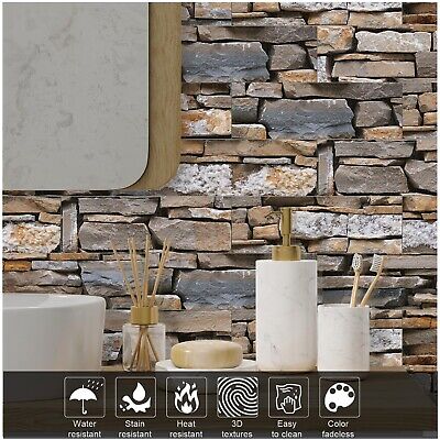 TUOKING 54-Pieces Stone Composite Subway Tiles Peel and Stick Backsplash 4"x ...