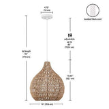 Globe Electric 65703 Tika 1-Light Pendant Lighting, Natural Blonde, Twine Sha...