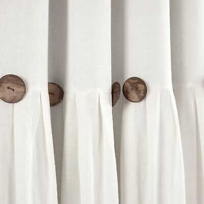 Lush Decor Linen Button 100% Lined Blackout Window Curtain Panel, Single, 40"...