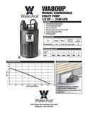 WA80UP Submersible Utility Pump, 1/2 HP, Black 0.5 HP