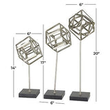 CosmoLiving by Cosmopolitan Marble Geometric Sculpture with Marble Base, Set ...