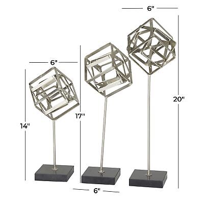 CosmoLiving by Cosmopolitan Marble Geometric Sculpture with Marble Base, Set ...