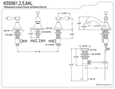 Kingston Brass KS5568AL Widespread Lavatory Faucet with Metal Lever Handle, 4...