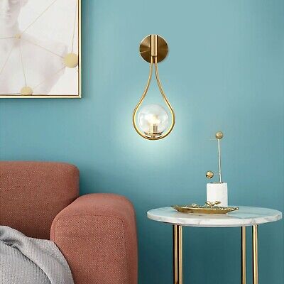 BOKT Gold Globe Glass Wall Sconce 2 Pack Mid-Century Modern Vanity Lights Ind...