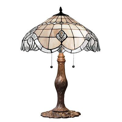 Warehouse of Tiffany 1724+BB09 Tiffany-Style Pearl White Baroque Table Lamp, ...