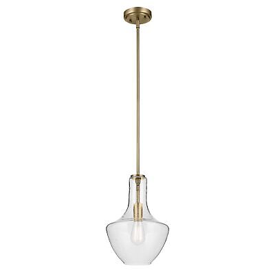 KICHLER Everly 15.25" 1-Light Bell Pendant with Clear Seeded Glass in Brushed...