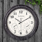 Large Outdoor Clock, Waterproof Patio Outdoor Clock with Thermometer and Hygr...