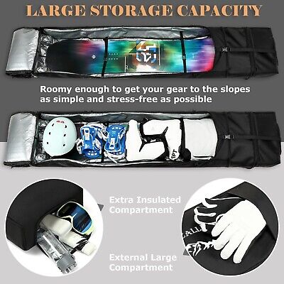 Snowboard Bag with Wheels Padded Rolling Double Ski Bag for Air Travel Waterp...