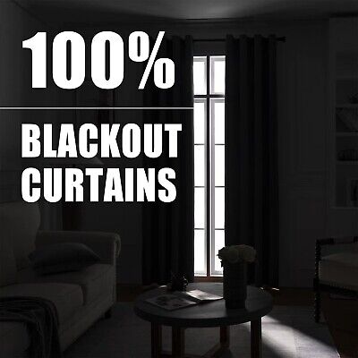 Rutterllow 100% Blackout 340 GSM Curtains 2 Panels, Full Shade 102 Inches Lon...