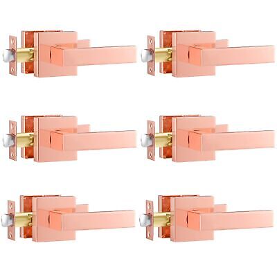 Leydebong 6 Pack Premium Polished Rose Gold Closet Door Handles Passage Funct...