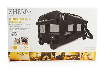 Sherpa on Wheels Indoor Pet Dog Carrier, Black Large for All Breed Sizes