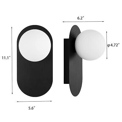 Modern Wall Sconce Set of 2 Matte Black Mid Century Bathroom Vanity Wall Ligh...